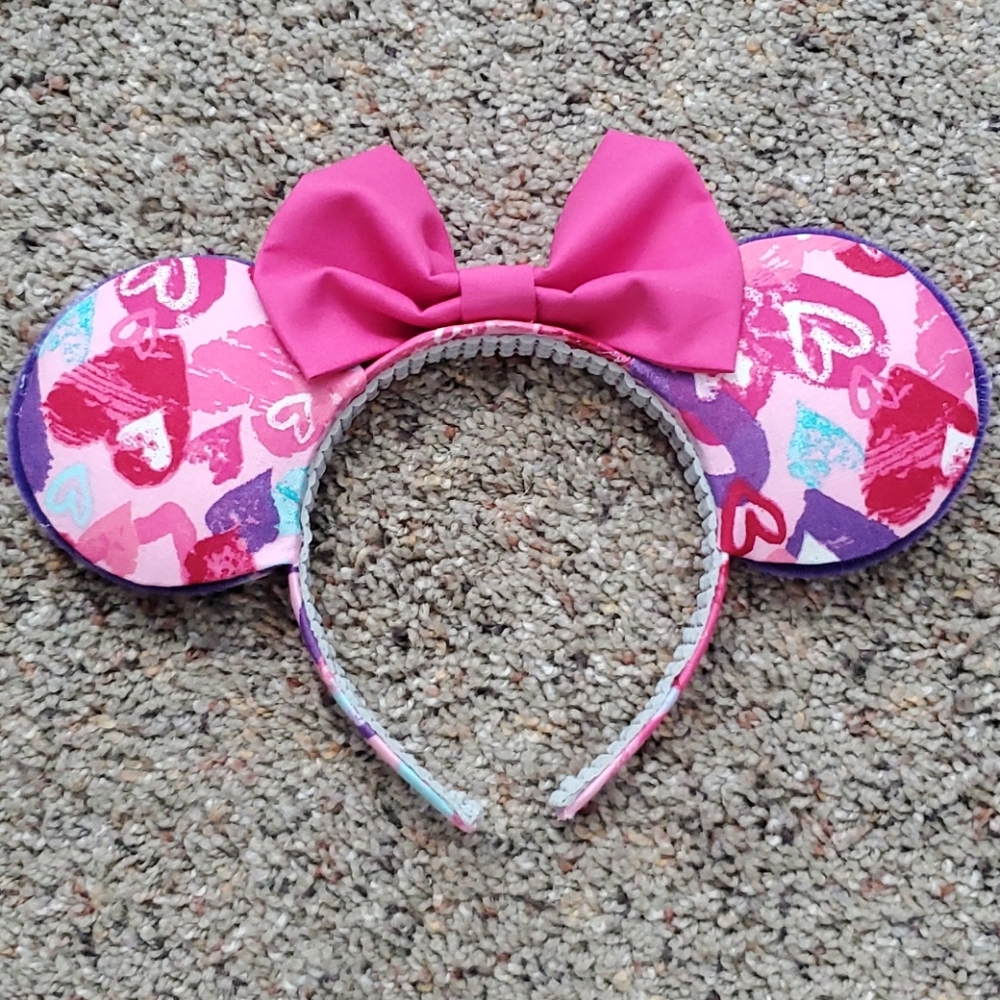 Disney Ears Headband- Pink & Purple Hearts
